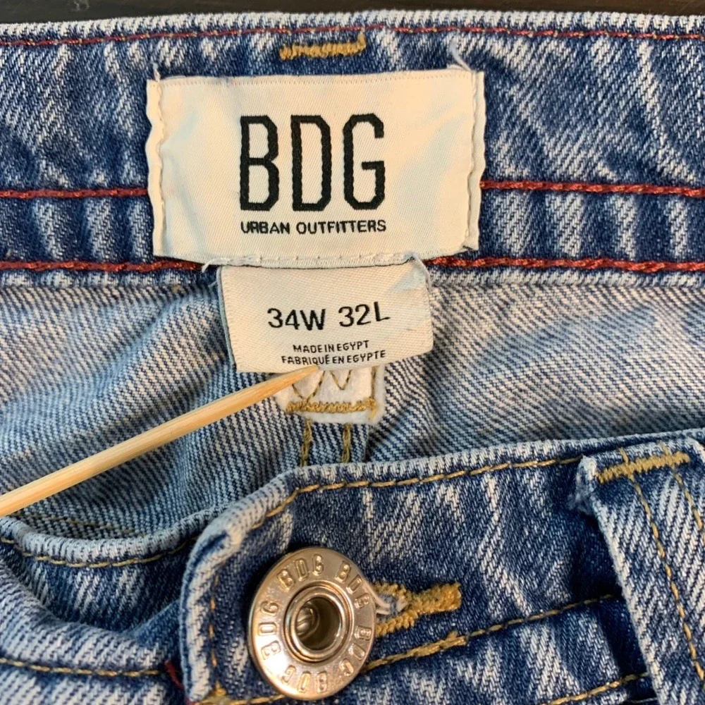 BDG Urban Outfitters Mens Relaxed Baggie Leg Jeans 34x32 (34x29)‎ Blue Denim